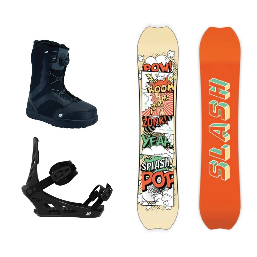 Child snowboard, boots and bindings