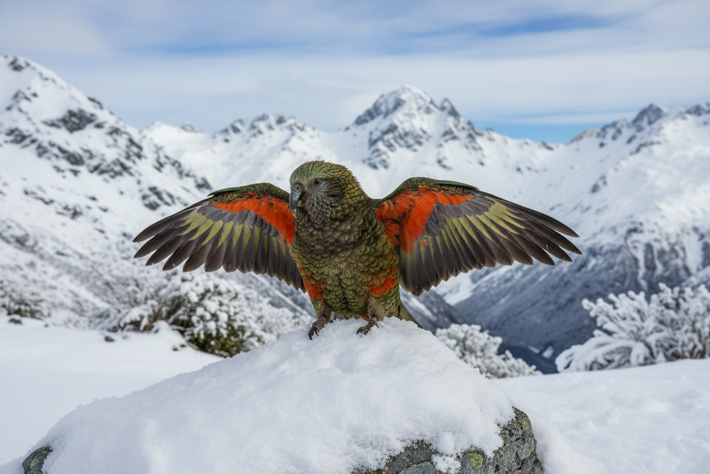 Kea in snow