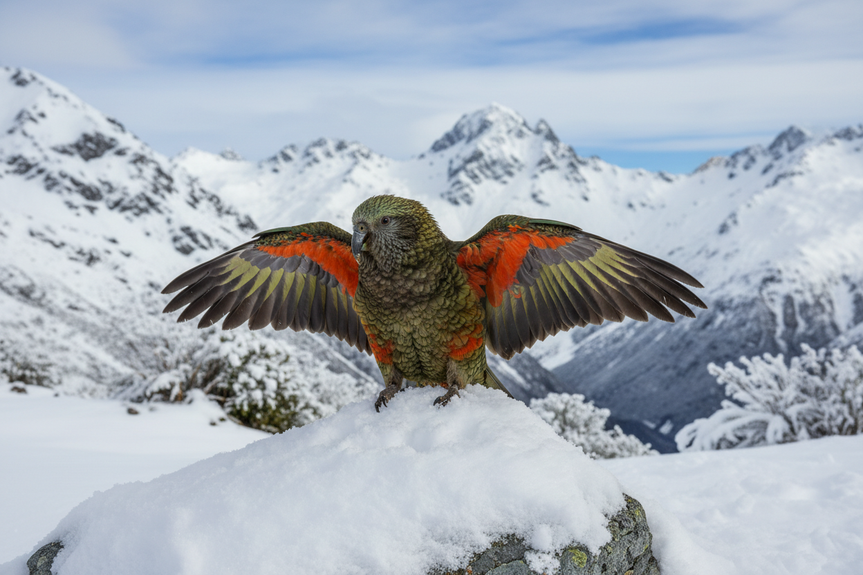 Kea in snow